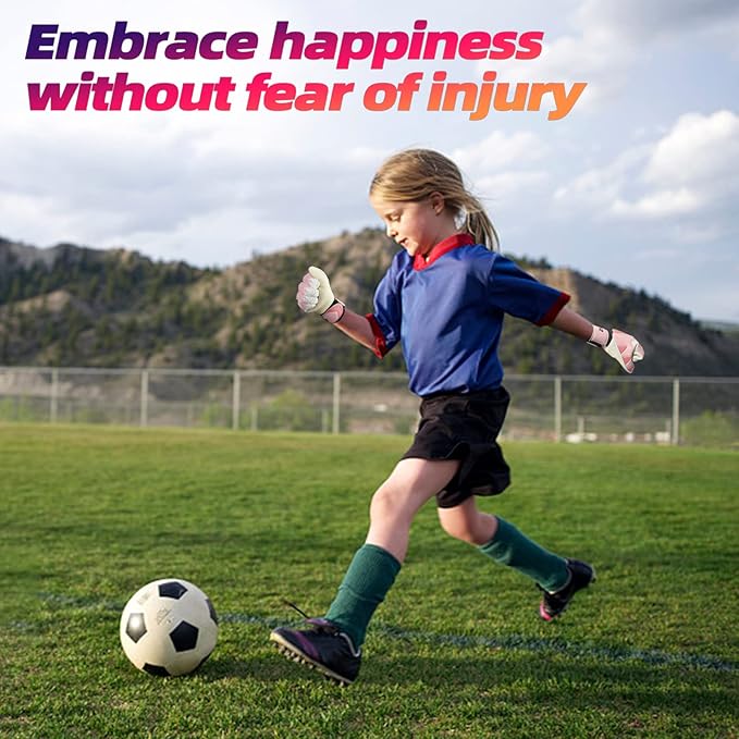 Sportout Kids Goalkeeper Gloves, Soccer Gloves with Double Wrist Protection and Non-Slip Wear Resistant Latex Material to Give Protection to Prevent Injuries