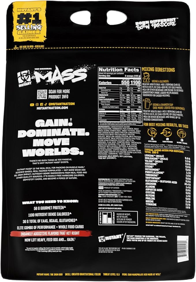 Mutant Mass Weight Gainer Protein Powder ??Build Muscle Size and Strength with 1100 Calories (Chocolate Fudge Brownie, 15 Pound (Pack of 1))