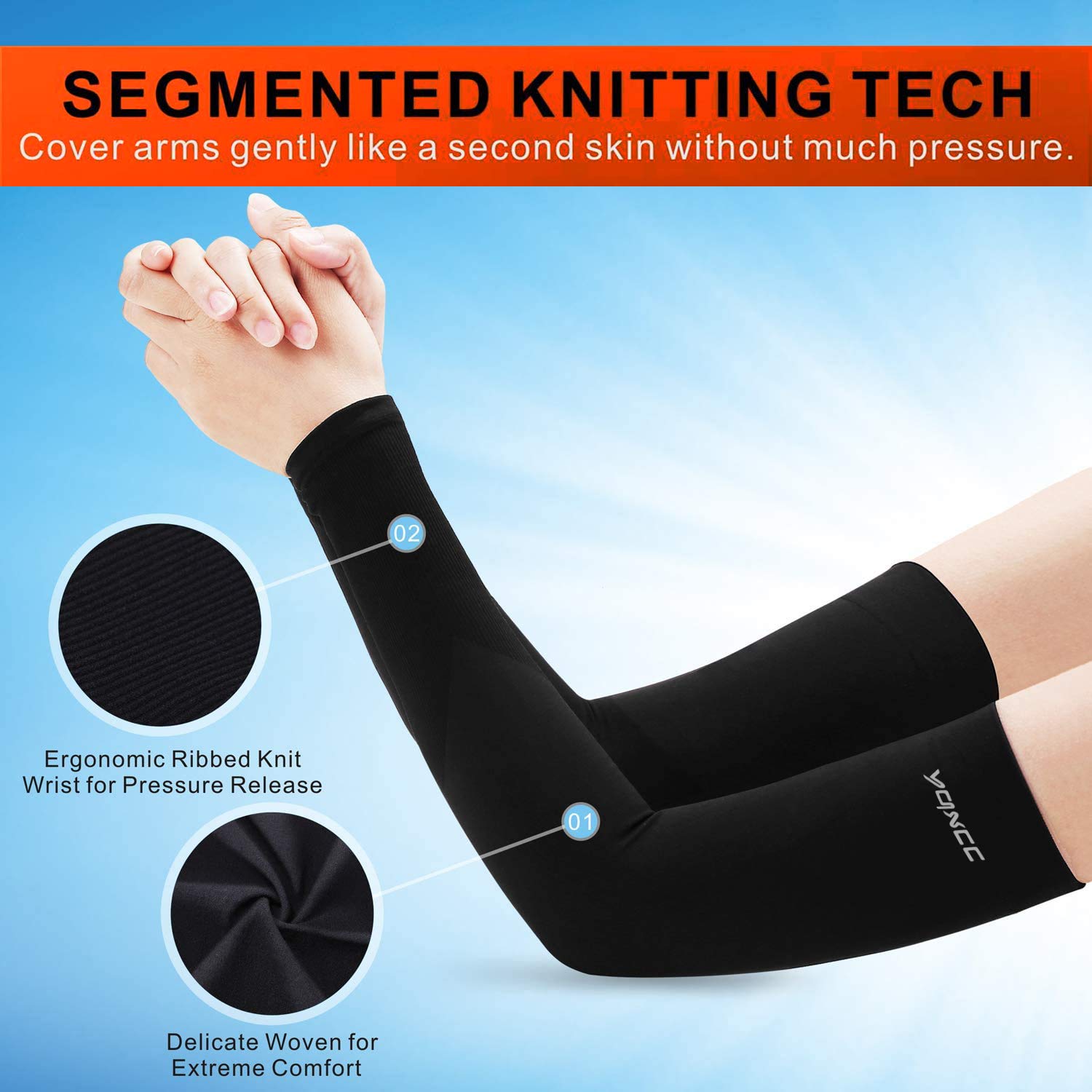 YQXCC Arm Sleeves Cooling UV Sun Protection Sport Compression for Men Women