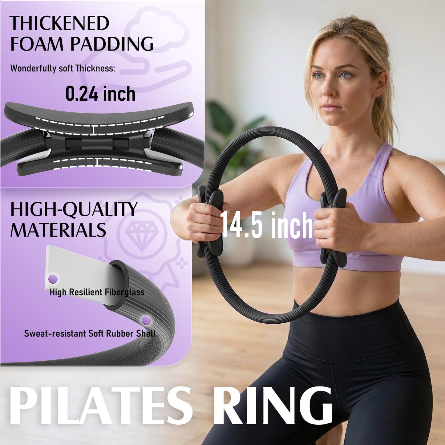 JKSHMYT Pilates Ring Fitness Circle for Women, Pilates Equipment – 14.5" Home Magic Exercise