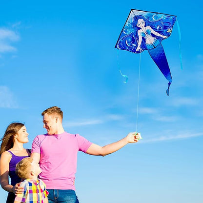 HONBO Large Mermaid Kite for Kids & Adults, Easy to Fly Delta Kite, Beginner Kite for Girls &Boys, Pegasus Beginner Kite for Kids,Octopus Kite