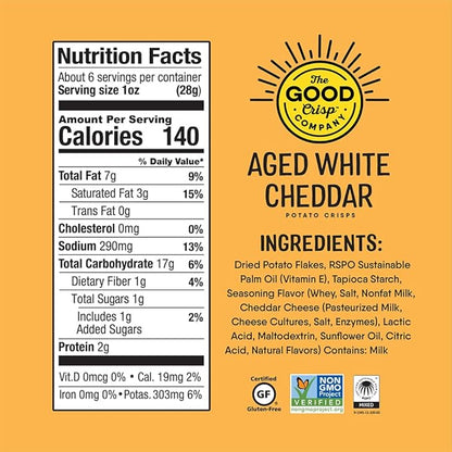 The Good Crisp Company, Potato Chips Variety Pack, 5.6 Ounce Canisters, Pack of 4 (Variety Pack) Non-GMO, Allergen Friendly, Potato Chip Snack Pack, Gluten Free Snacks