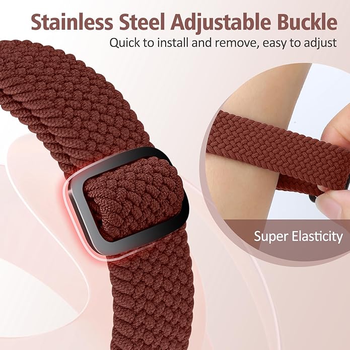 Elastic Braided Bands Compatible with Fitbit Charge 5/Fitbit Charge 6 for Women Men, Breathable Adjustable Stretchy Nylon Loop Sport Replacement Wristbands for Fitbit Charge 6 Charge 5 Straps