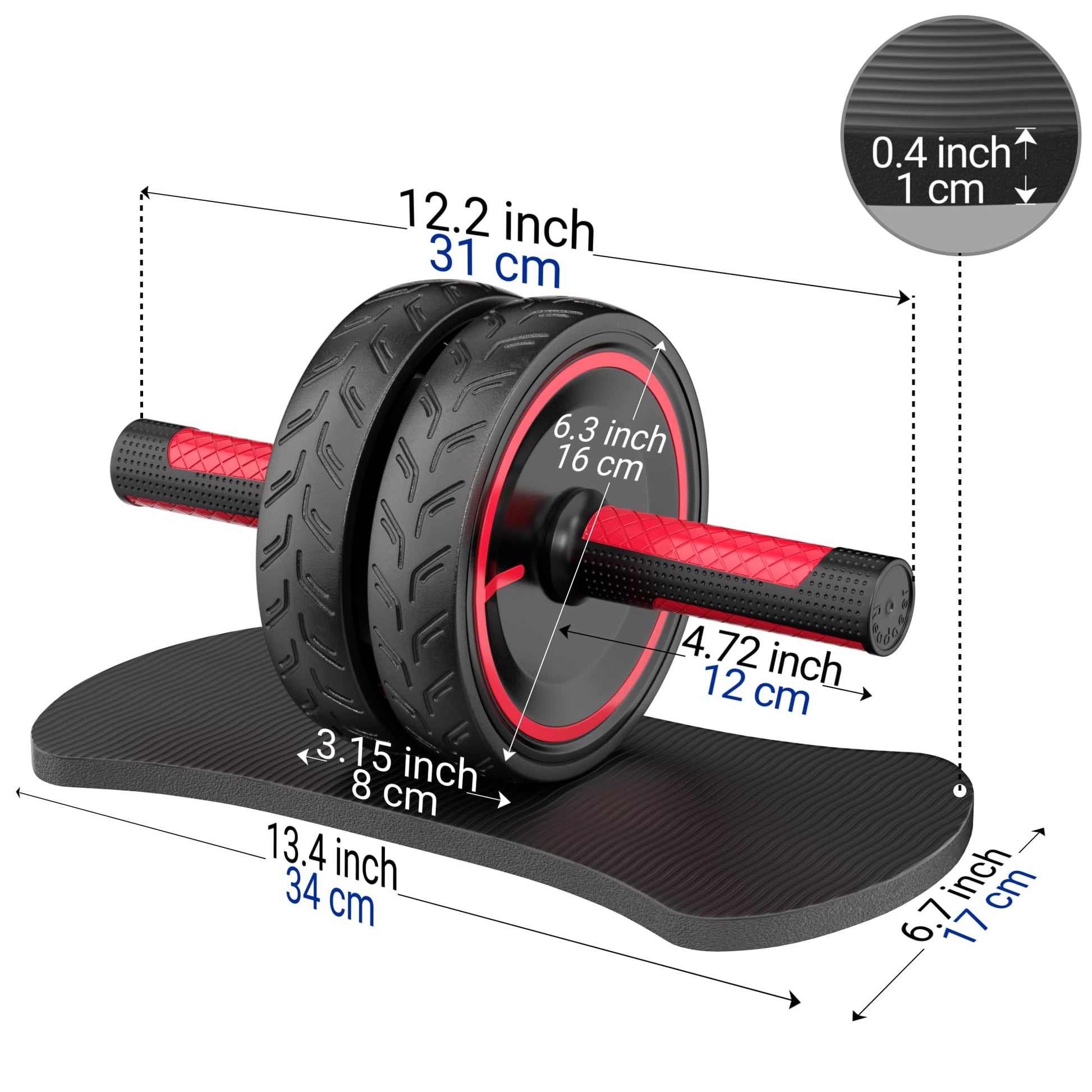 READAEER Ab Roller Wheel, Heavy Duty Workout Equipment for Home Gym, Professional Metal Handle with