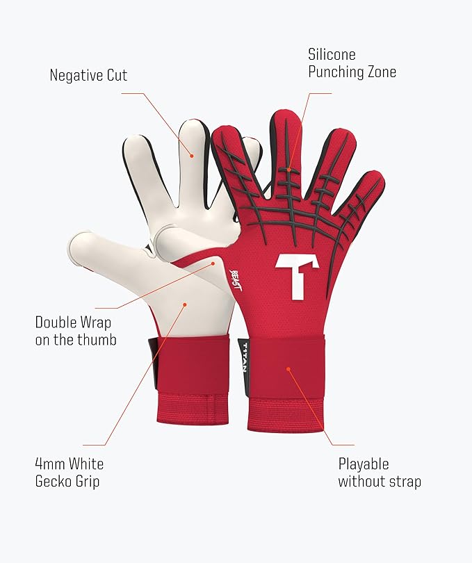 T1TAN Beast Goalkeeper Gloves - Without Finger Protection - Soccer Goalie Gloves Adult - Professional Goal Keeper Gloves for Youth, Men & Women - Size 6-11
