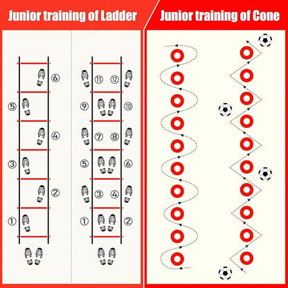 Soccer Training Equipment, Agility Speed Training Set with 20ft Speed Ladder, 12 Cones, 4 Adjustable Hurdles, Jump Rope, Parachute | Ideal for Basketball, Football Practise, for Kids, Youth, Adults
