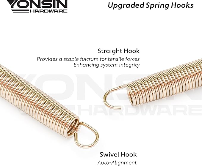 Trampoline Springs Heavy Duty with Swivel & Straight Hooks, Stainless Steel Trampoline Accessories Ideal Spring Replacement, Includes T-Hook Tool