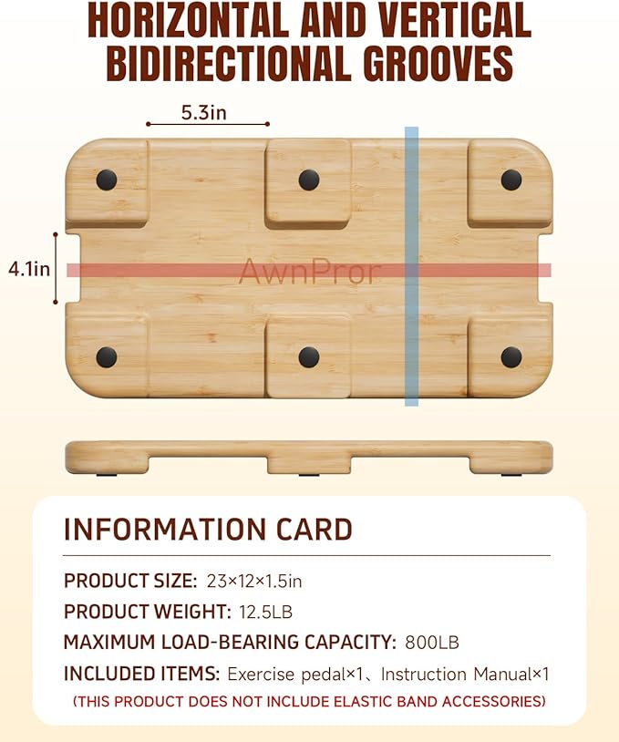 Resistance Band Foot Plate,Wood Non-Slip Exercise Platform Fitness Board for Elastic Band Stretch Bands Pull Up Bands Working Out