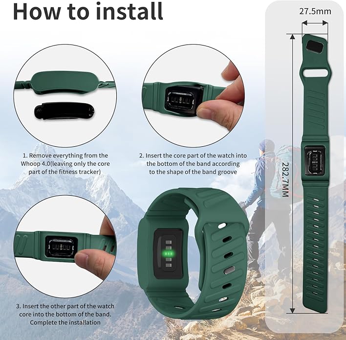 Silicone Sport Band Compatible with Whoop 4.0 Band for Men Women,Soft Comfort Durable Replacement Wristbands for Whoop 5.0 Silicone Bands