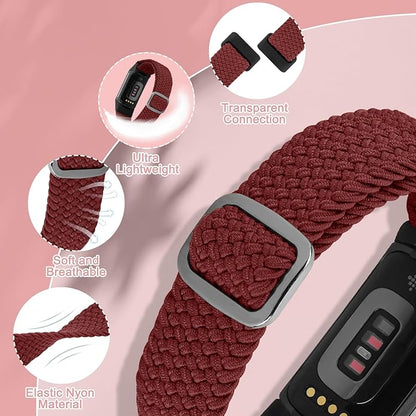 Braided Band Compatible with Fitbit Charge 6/Fitbit Charge 5, Soft Nylon Solo Loop Adjustable Replacement Wristband for Women Men