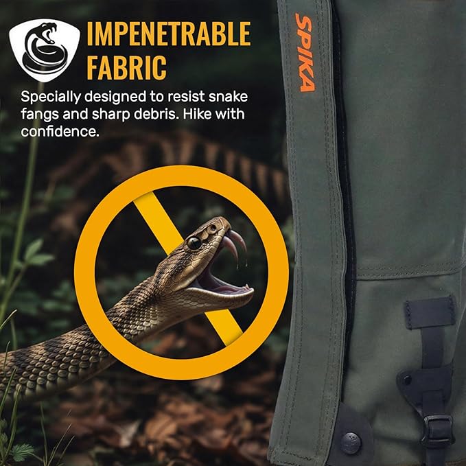 SPIKA Strike Snake Gaiters, Waterproof Snake Chaps for Hunting, Adjustable and Snake Resistent Leg Protective for Outdoors Hiking