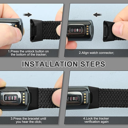 Braided Band Compatible with Fitbit Charge 6/Fitbit Charge 5, Soft Nylon Solo Loop Adjustable Replacement Wristband for Women Men