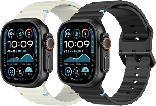 MoKo 2Pack Sport Watch Band Compatible with Apple Watch Band Ultra3/2/1 49mm/Series 11/10/9/8/7/6/5/4/3/2/1/SE3/SE2/SE 46/45/44/42/41/40/38mm,Adjustable Breathable Strap