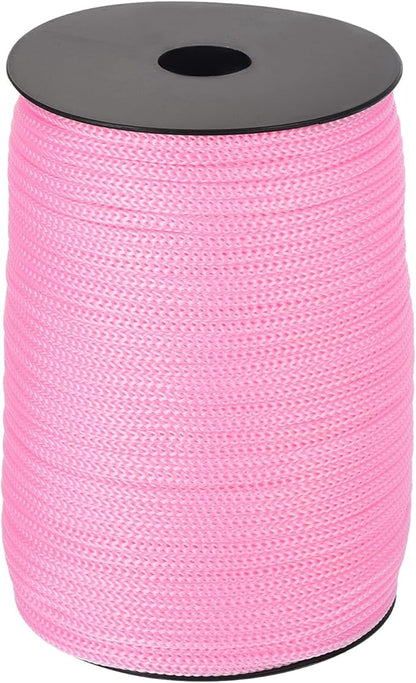 MECCANIXITY 3/16" Polypropylene Rope Braided Ropes, 328ft Camping Rope Hollow Utility Cord for Clothesline, Hiking, Outdoor, Light Pink