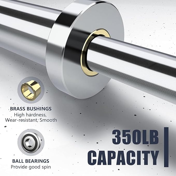 TECHNOAGE Olympic EZ Curl Bar, 47" Curl Bar(350/500LBS Capacity) 20LB, Solid Steel, Chrome Finish Barbell with Copper Sleeve and Bearing for 2-inch Plates, for Weight Lifting,Hip Thrusts,Squat,Biceps-Home Gym Weight Bar