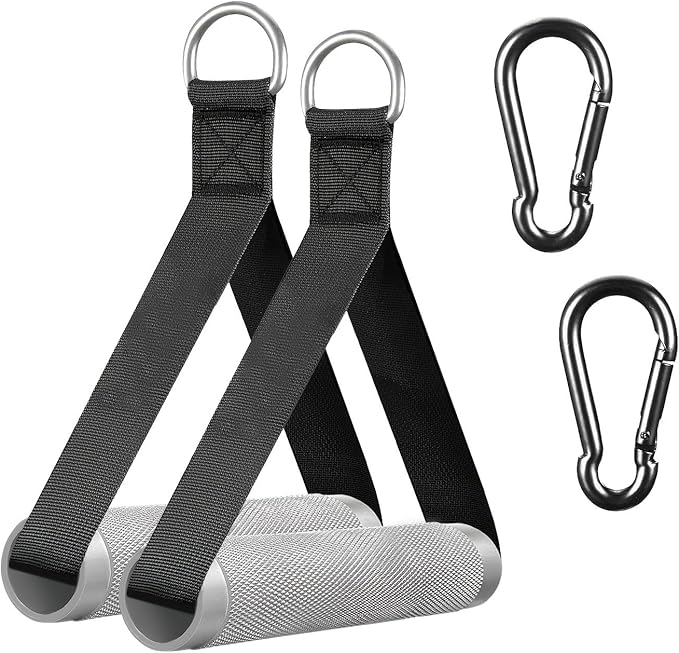 2Pack Upgraded Heavy Duty Exercise Handles for Cable Machine, Aluminum Alloy Gym Handles for Power Rack Attachments, Resistance Band with Cable Crossover System&Triceps Pushdown