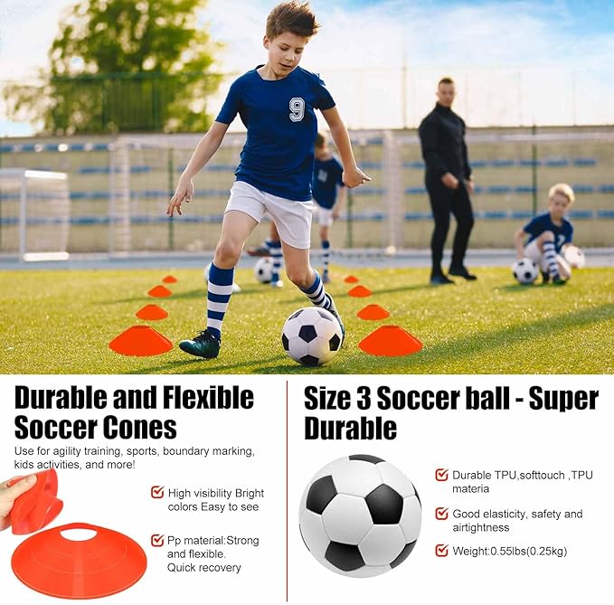 Soccer Goal, Kids Soccer Goals for Backyard Set, 2 Pack of Portable Pop Up Soccer Net with Soccer Ball, Cones, Complete Training Equipment for Youth, Toddler Outdoor Sports Games