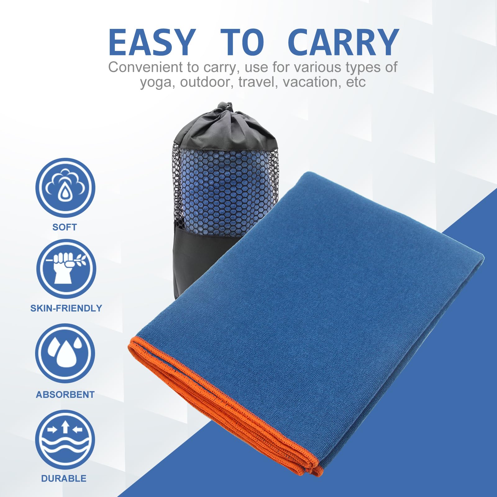 Eunzel 2 Pack Hot Yoga Towel with Grip Dot, Non Slip Yoga Mat Towe Sweat Absorbent Towel for Hot