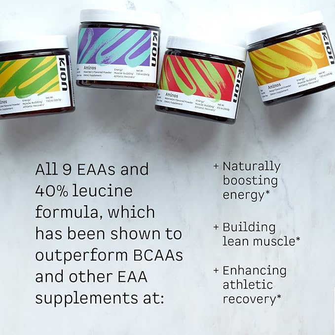 Kion Aminos Essential Amino Acids Powder - Amino Acid Nutritional Supplements, Aminos Powder, Essential Amino Energy No Caffeine, EAAs Amino Acids Powder, BCAA EAA - 30 Servings, Mango