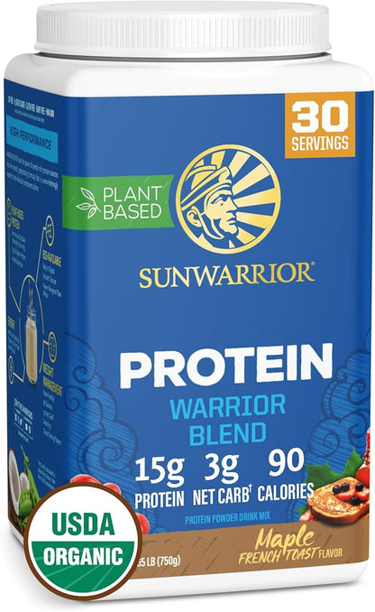 Sunwarrior Organic Plant Based Protein Powder | Vegan Organic Protein Powder Maple Flavored with BCAA Amino Acids & Hemp Seed Pea Blend | Non-GMO Soy Dairy Filler & Gluten Free (Maple, 30 Servings)