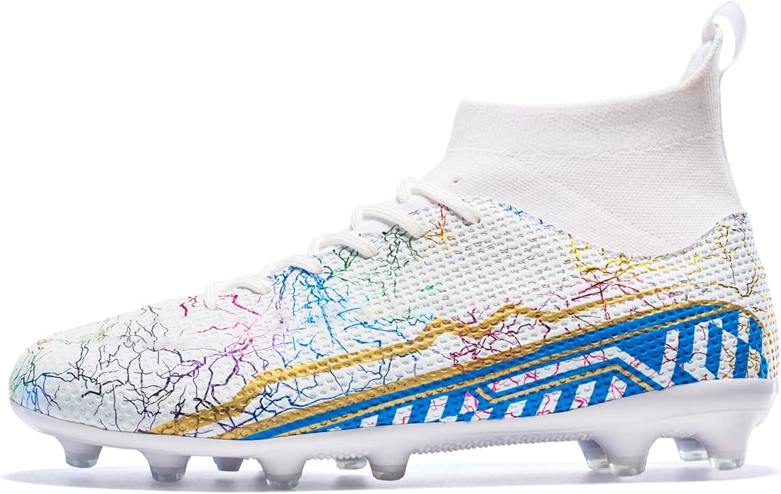 Soccer Cleats Mens Football Cleats Professional Soccer Shoes High-Tops Non-Slip Spikes for Big Boys Wide Training Sneaker