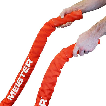 Meister Beast Professional Sheathed Battle Rope for Strength & Conditioning Gym Workouts - 2.5" Diameter - Red
