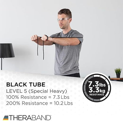 THERABAND Resistance Tubes, Advanced Set, Blue & Black, 5 ft Latex Tubing, Home or Clinic Use, Cut-to-Fit, Color-Coded Resistance Bands for Upper & Lower Body Workouts