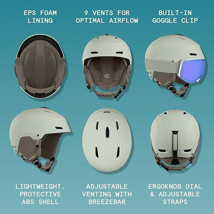 Retrospec Zephyr Ski Helmet - Snowboard Helmet for Adults & Youth - Adjustable Fit with Breathable Vents for Men, Women, Boys and Girls