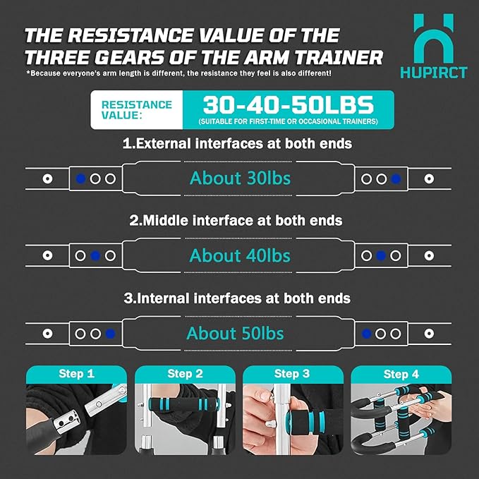 Twister Arm Trainer, 30-110lb Adjustable Chest Workout Equipment, Multi-Muscle Group Training, Portable Power Twister Bar, Detachable Design, Unisex and Suitable for Home and Gym Use