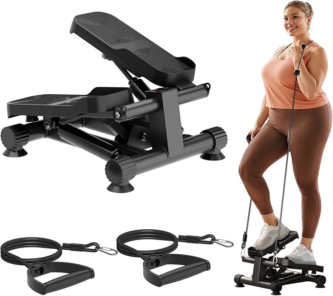 SogesPower Steppers for Exercise at Home,Mini Stair Stepper with Resistance Bands,Full Body Workout Equipment with LCD Monitor,Portable Stepper with 330LBS Capacity
