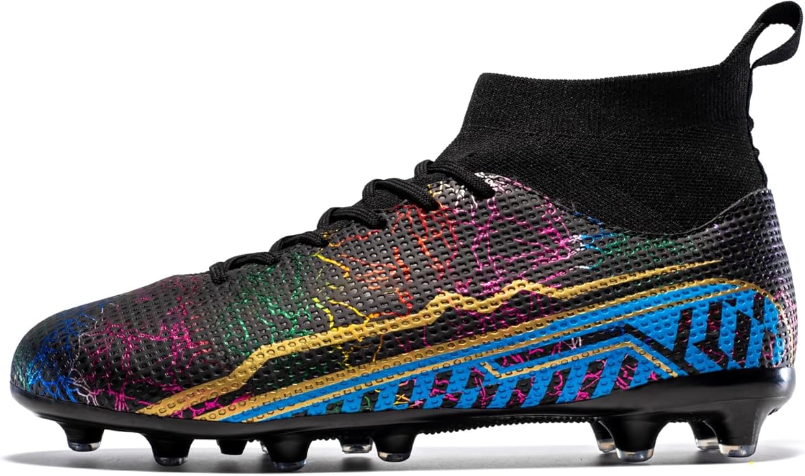 Soccer Cleats Mens Football Cleats Professional Soccer Shoes High-Tops Non-Slip Spikes for Big Boys Wide Training Sneaker