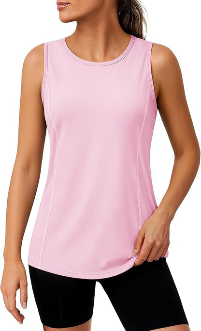 TACVASEN Women's UPF 80+ Workout Tank Top Sleeveless Quick Dry Sun Protection Hiking Athletic Gym Yoga Running Shirts