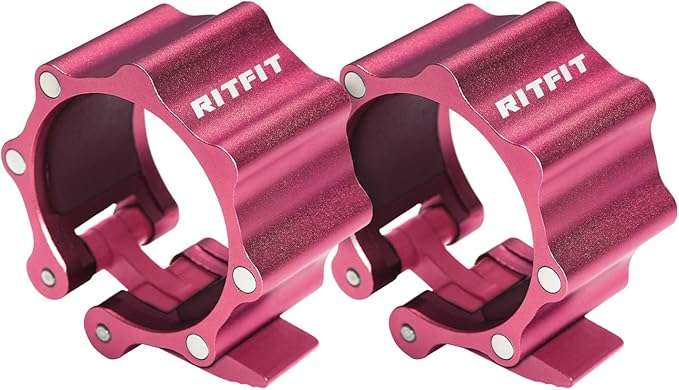 RitFit 2-Inch Magnetic Barbell Collars Locking Clamps - Heavy Duty Aluminum Alloy, Quick Release with Non-Slip TPR Pads for Olympic Weightlifting Powerlifting Training (Pair)