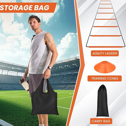 Agility Ladder, Speed Ladder, Agility Ladder Speed Training Equipment, Football Ladder, Footwork Ladder, Training Ladder for Footwork, Foldable Quick Assembly & Non - Tangling & Storage Bag