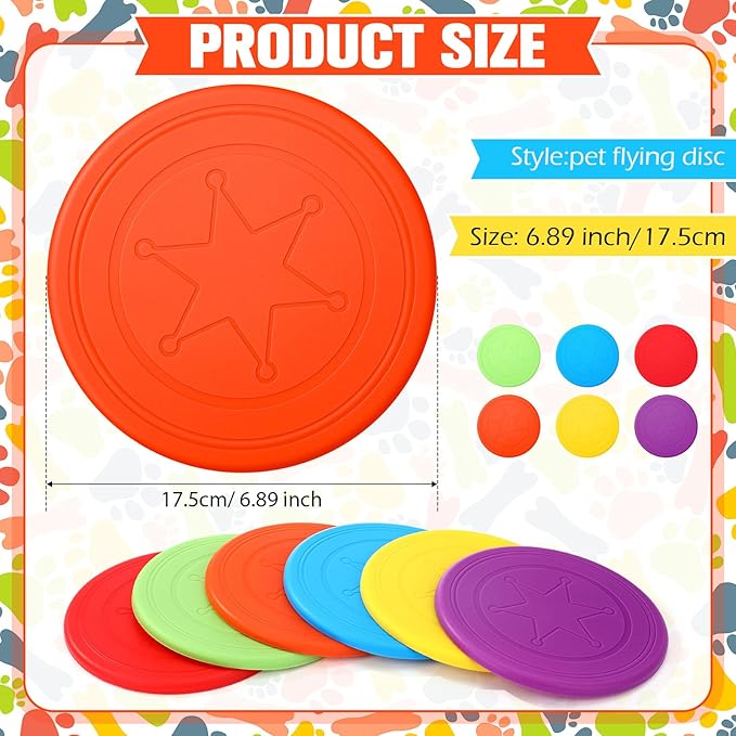 Soulchen 24 Pcs Dog Flying Disc TPR Puppy Flyer Toy Soft Dog Floating Saucer React Faster Interactive Training Toys for Small Medium Puppy Outdoor for Beach Garden Sport Pet Shop Supplies, 6 Colors