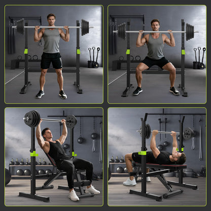 FitinOne Squat Rack, Height-Adjustable Dumbbell Rack for Home Gym, Multi-Function Barbell Rack