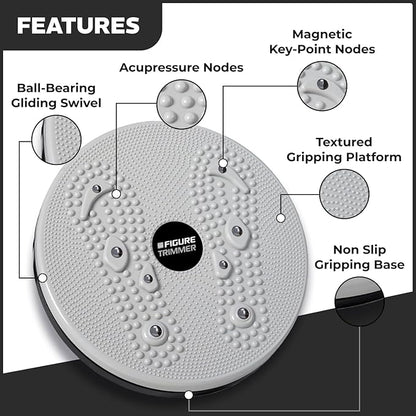 Daiwa Felicity Figure Trimmer Ab Twister Board - Waist Twister Machine for Core & Abs Exercise - Waist Twisting Fitness Tool, Dizzy Disc Twist Board for Slimming Workout with 8 Magnets Reflexology
