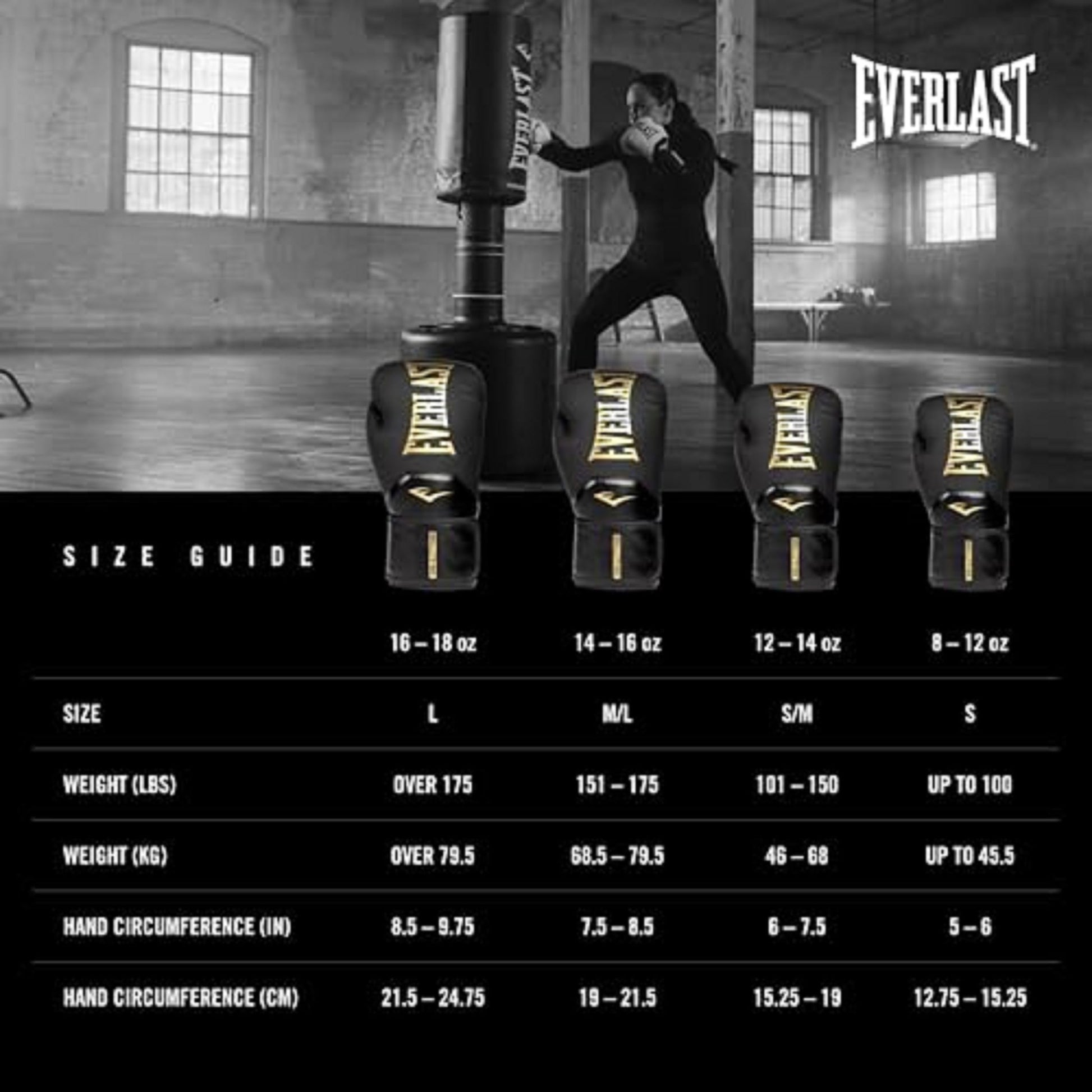 Everlast Elite 2 Boxing Gloves | Women, Men, Heavy Bag | Black/Gold | 14oz