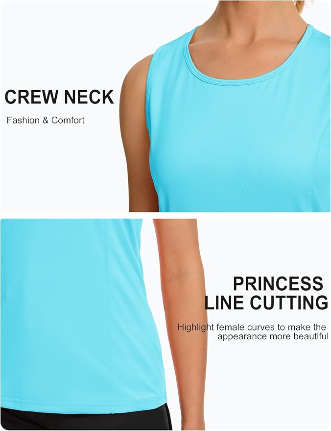 TACVASEN Women's UPF 80+ Workout Tank Top Sleeveless Quick Dry Sun Protection Hiking Athletic Gym Yoga Running Shirts
