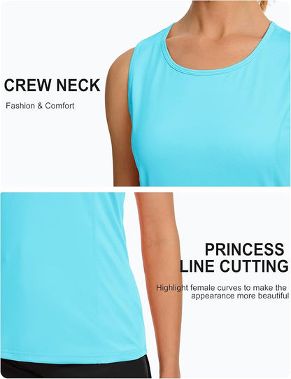 TACVASEN Women's UPF 80+ Workout Tank Top Sleeveless Quick Dry Sun Protection Hiking Athletic Gym Yoga Running Shirts