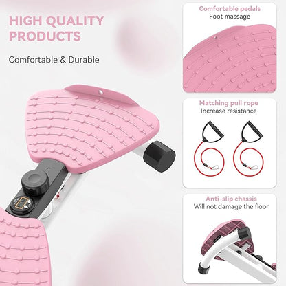 renZEC Waist Twister Machine, Adjustable Exercise Twist Board for Women Men, Noiseless Ab Twister for Home Gym Equipment, 330 lbs Capacity | Track Time, Reps, Calories with Digital Display