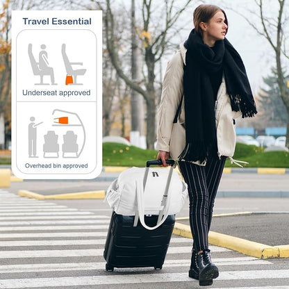 TOPDesign Travel Duffel Bag for Women, Puffer Gym Bag Sports Tote with Wet Pocket, Carry On Weekender with Luggage Sleeve (White)