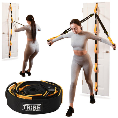Door Anchor Strap for Resistance Bands with 5 Loops and Metal D-Rings