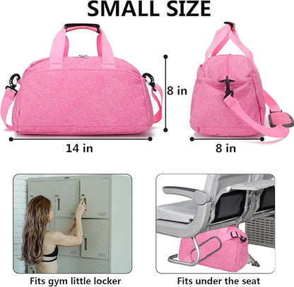 14 inch Small Gym Bag for Women & Men, Mini Duffel Bag for Travel Sports Lightweight Carry On Bag (Rose)