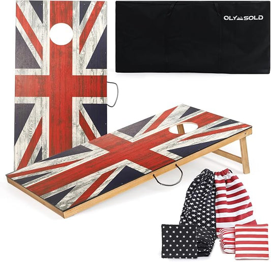 Cornhole Set, Corn Holes Outdoor Game, Regulation 2X4 Cornhole Boards, Portable Cornhole Set