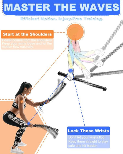 2PCS Weighted Ropeless Battle Ropes for Home Gym, Heavy Duty Arm Exerciser for Strength Training, Portable Battle Rope for Advanced Workouts and Core Muscle Building