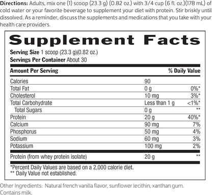 Biochem 100% Whey Isolate Protein Powder - Grass Fed, Low Carb, Keto-Friendly, Non-GMO, Gluten-Free - Supports Immune Health & Muscle Recovery 20g Vegetarian Protein per Serving - Natural Flavor,1.5lb