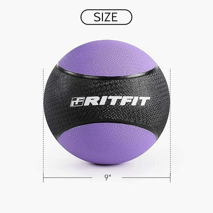 RitFit Weighted Medicine Ball - Non-Slip Rubber Shell & Dual Texture Grip - Workout Exercise Ball for Core Strength, Balance Training, Coordination Fitness - Multiple Weights & Colors