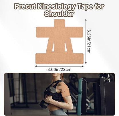 15 Pcs Precut Kinesiology Tape for Shoulder, Latex-Free Shoulder Tape for Pain Relief, Muscle Strips Kinesiology Tapes Precut, Sports Tapes Athletic Patch Support Muscle Elastic Breathable(Skin Color)