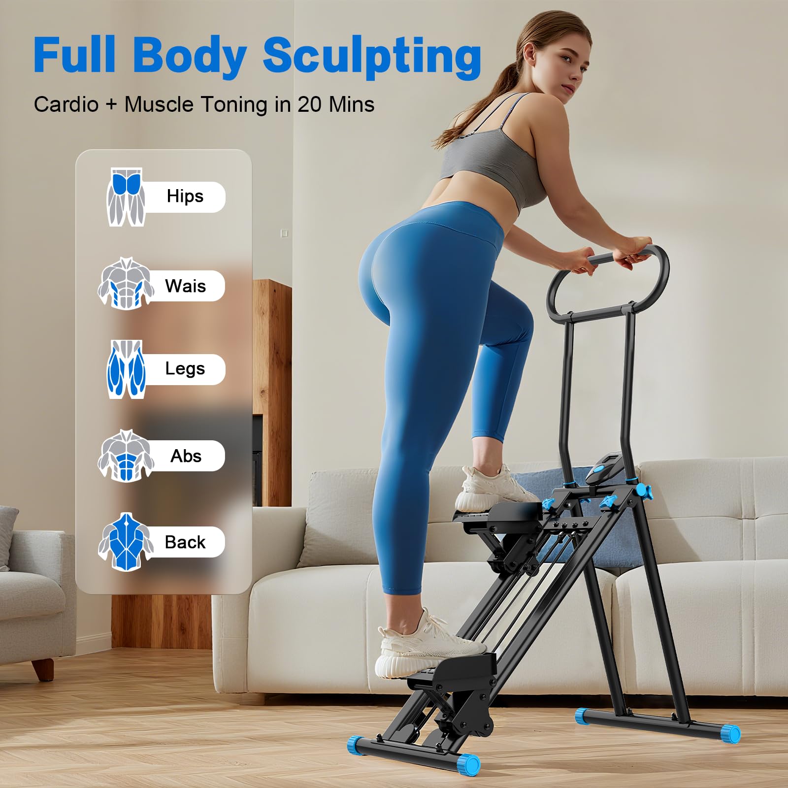 HXD-ERGO Stair Stepper for Home, 6 Adjustable Resistance Vertical Climber Cardio Exercise Machine